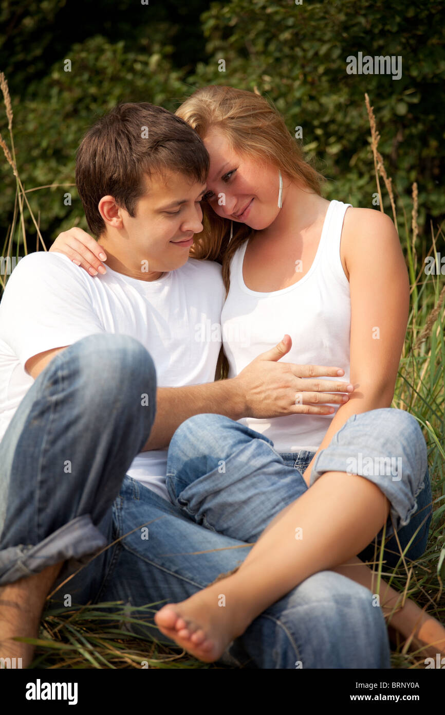 young couple dreaming about child Stock Photo
