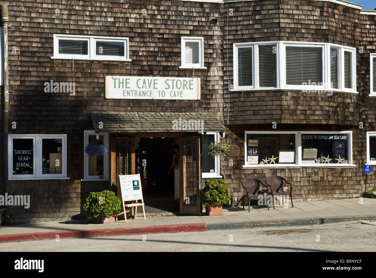 The Cave Store, entrance to Sunny Jim's Cave, at La Jolla, California, USA Stock Photo
