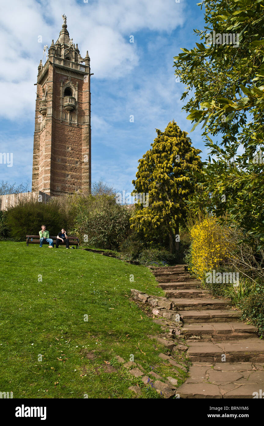 dh Cabot Tower BRANDON HILL PARK BRISTOL People relaxing in Parks gardens public space uk Stock Photo