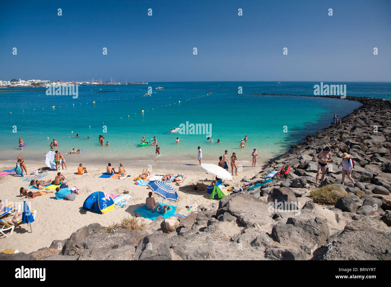 Playa Dorada Beach Playa Blanca Lanzarote Stock Photo
