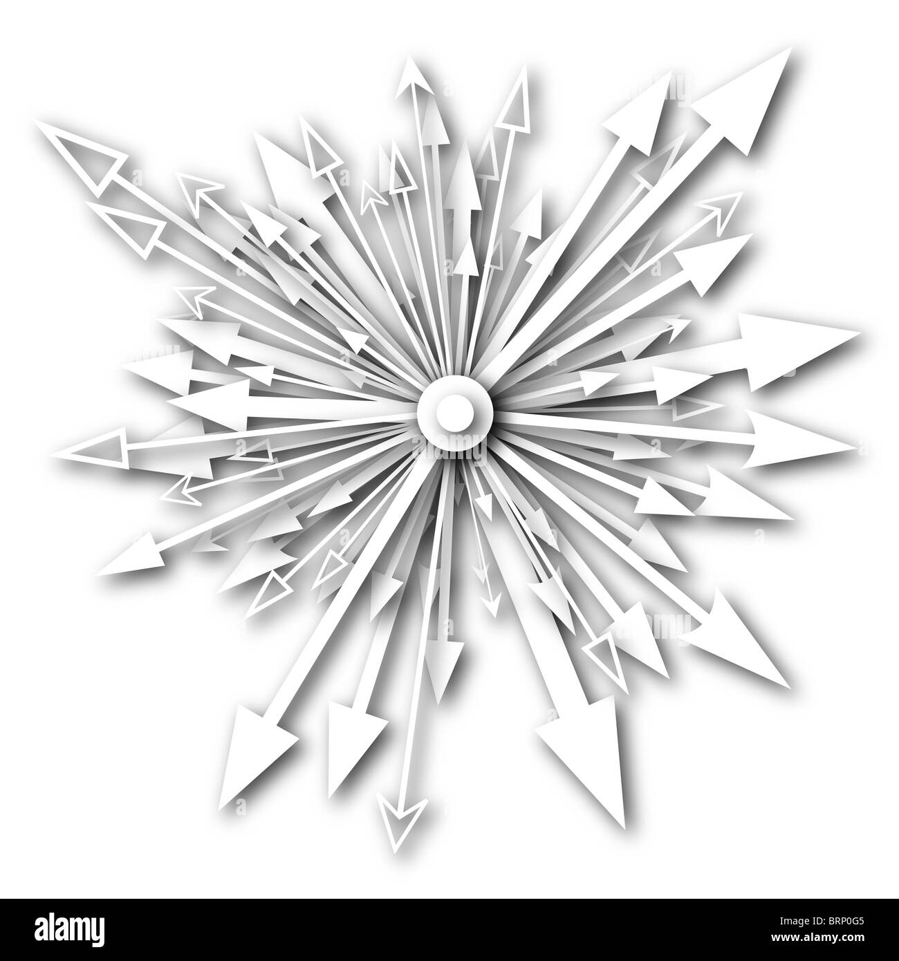 Abstract design element of white arrows and shadows Stock Photo