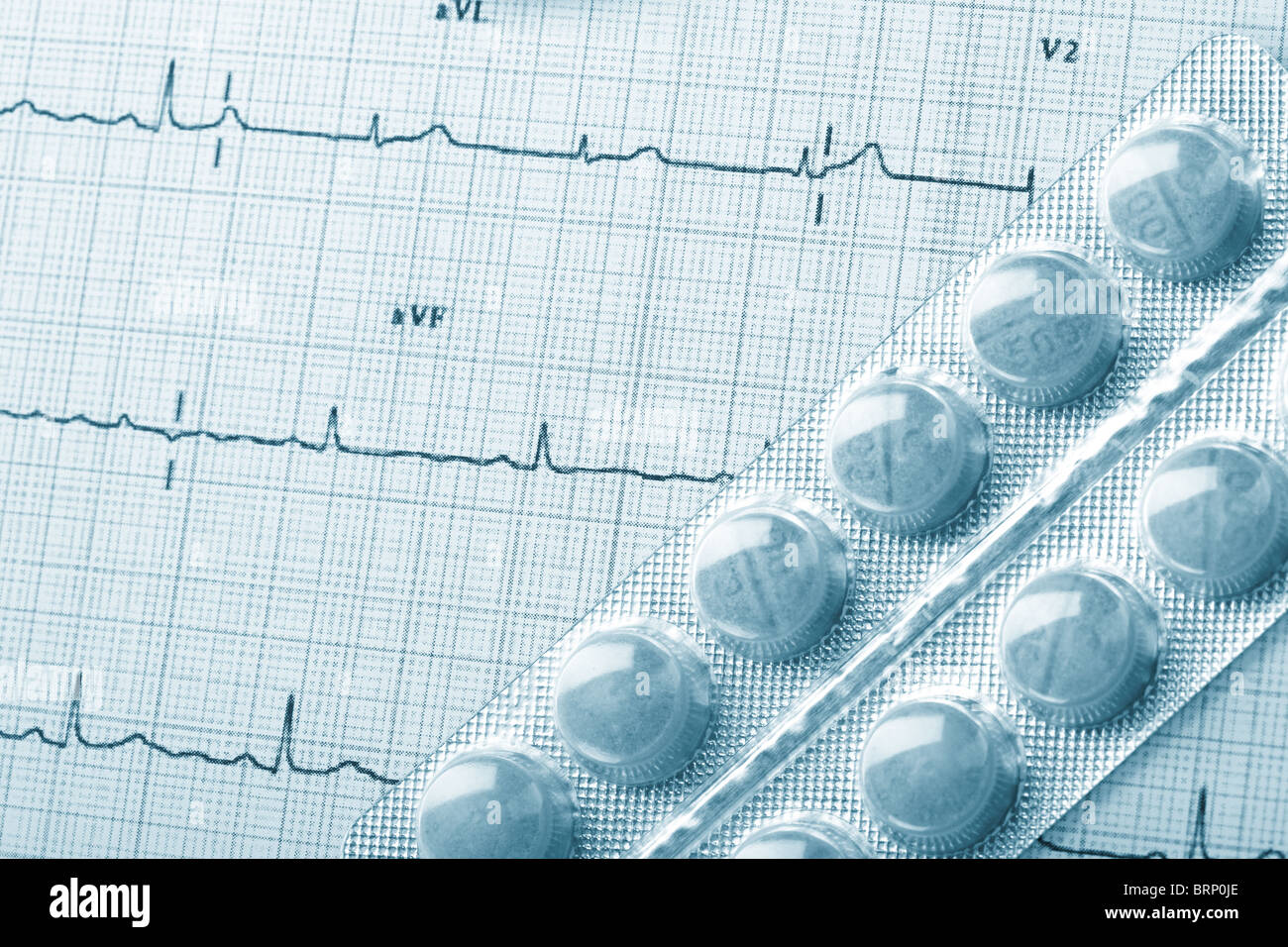 pills on the cardiogram Stock Photo - Alamy