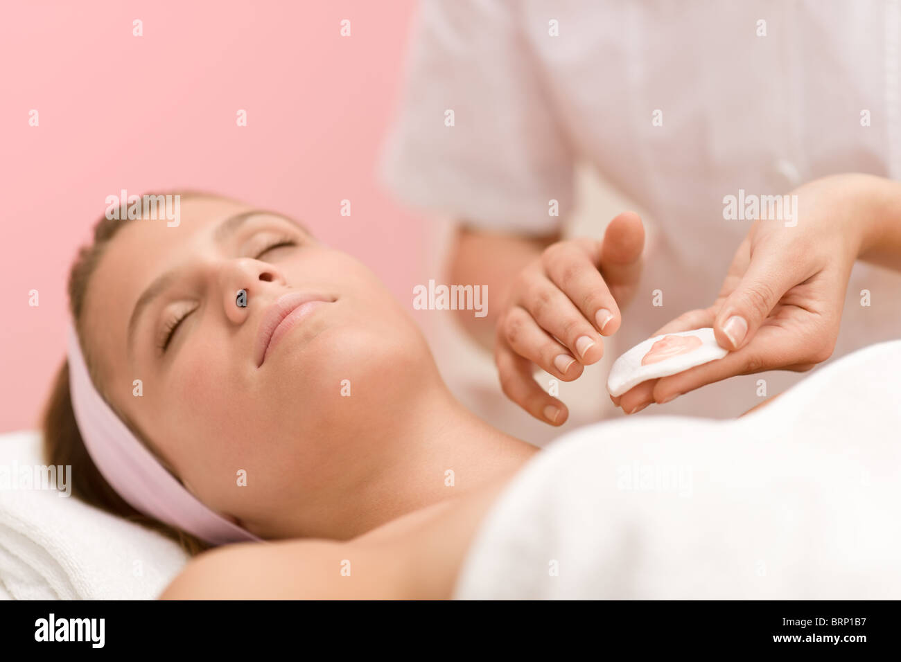 Facial care - woman cosmetics treatment Stock Photo