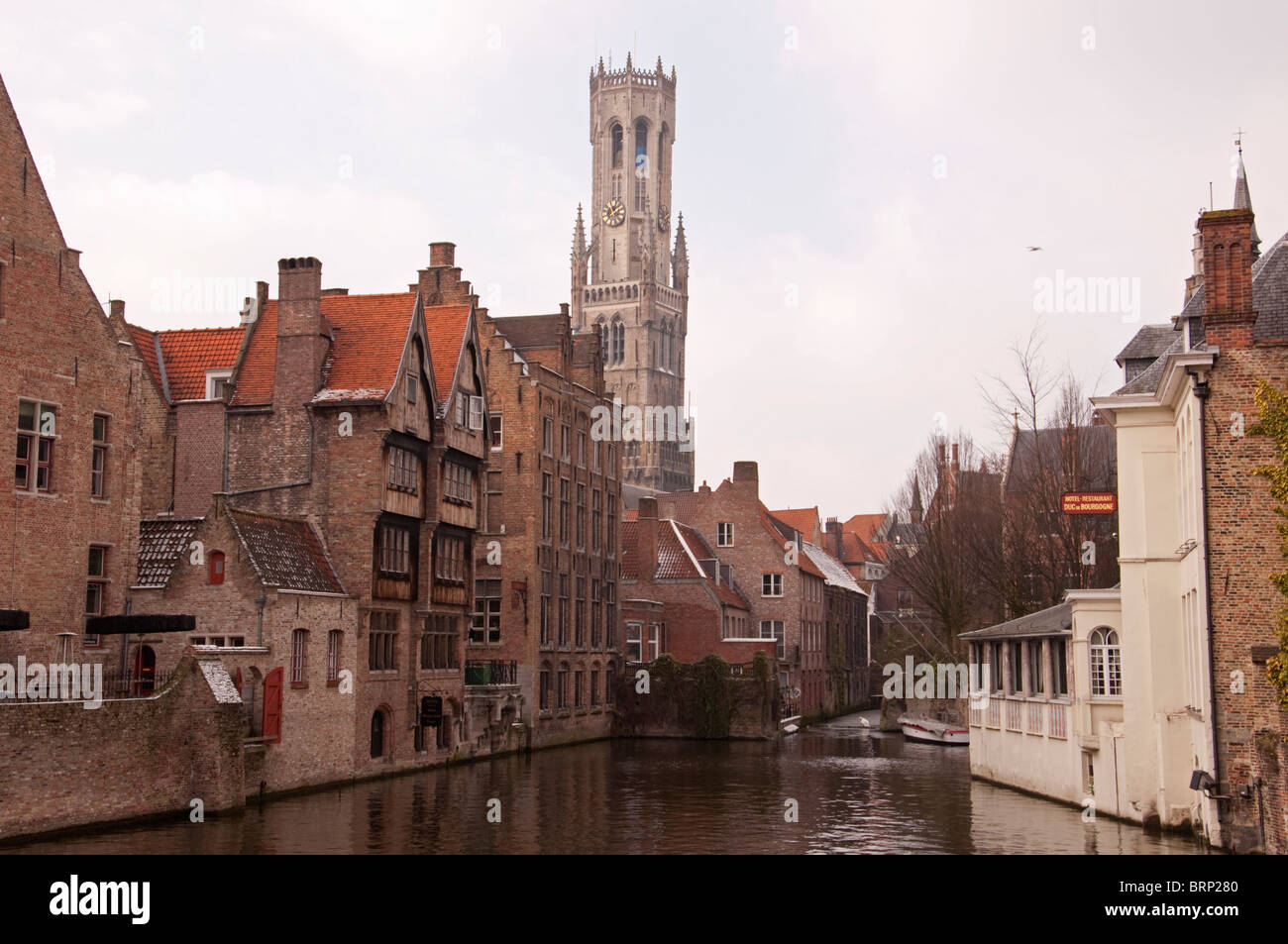 Bruges with view of the Belfry Stock Photo