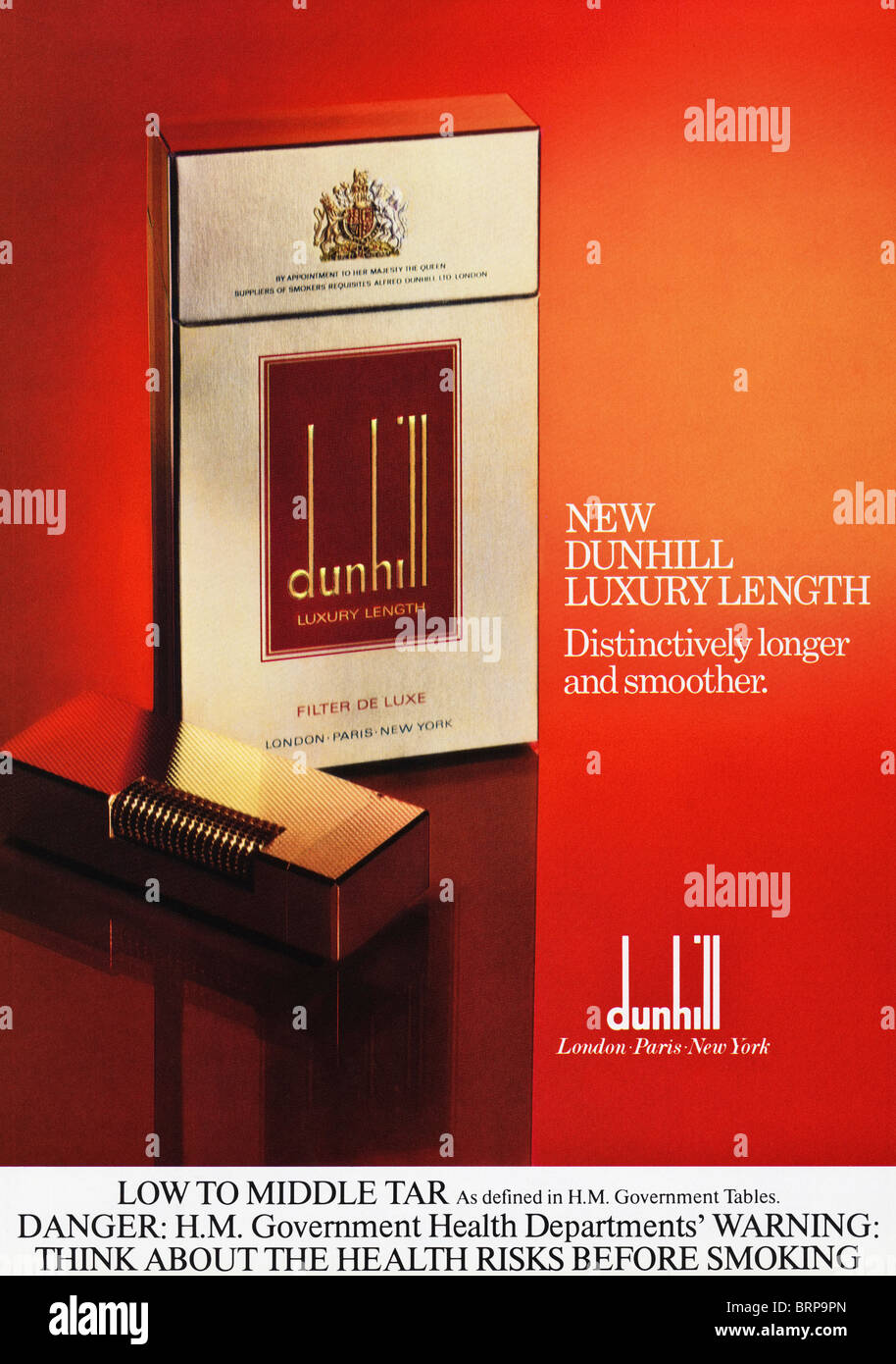 Dunhill cigarettes colour advert in English fashion magazine circa 1983 Stock Photo
