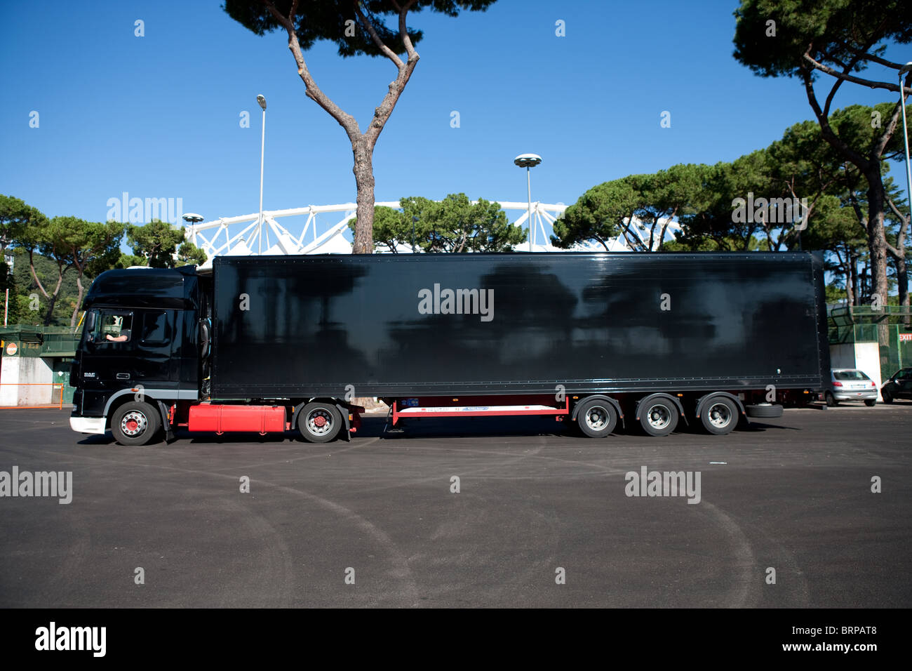 U2 truck lorry with trailer live concert 360 tour Stock Photo