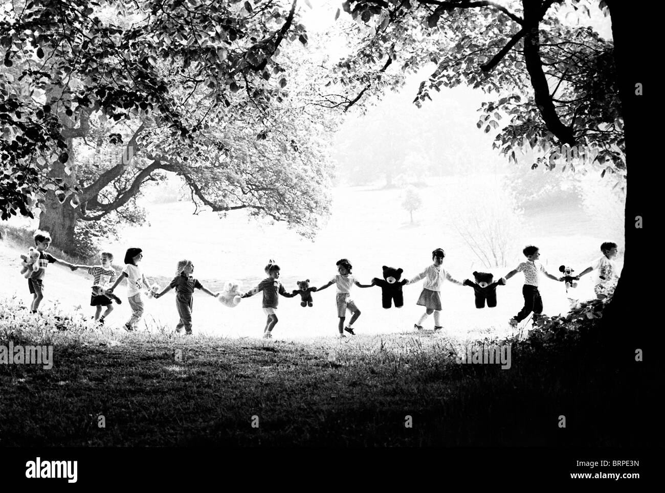 Children enjoying a teddy bears picnic at Wicksteed Park, Kettering, UK. Stock Photo