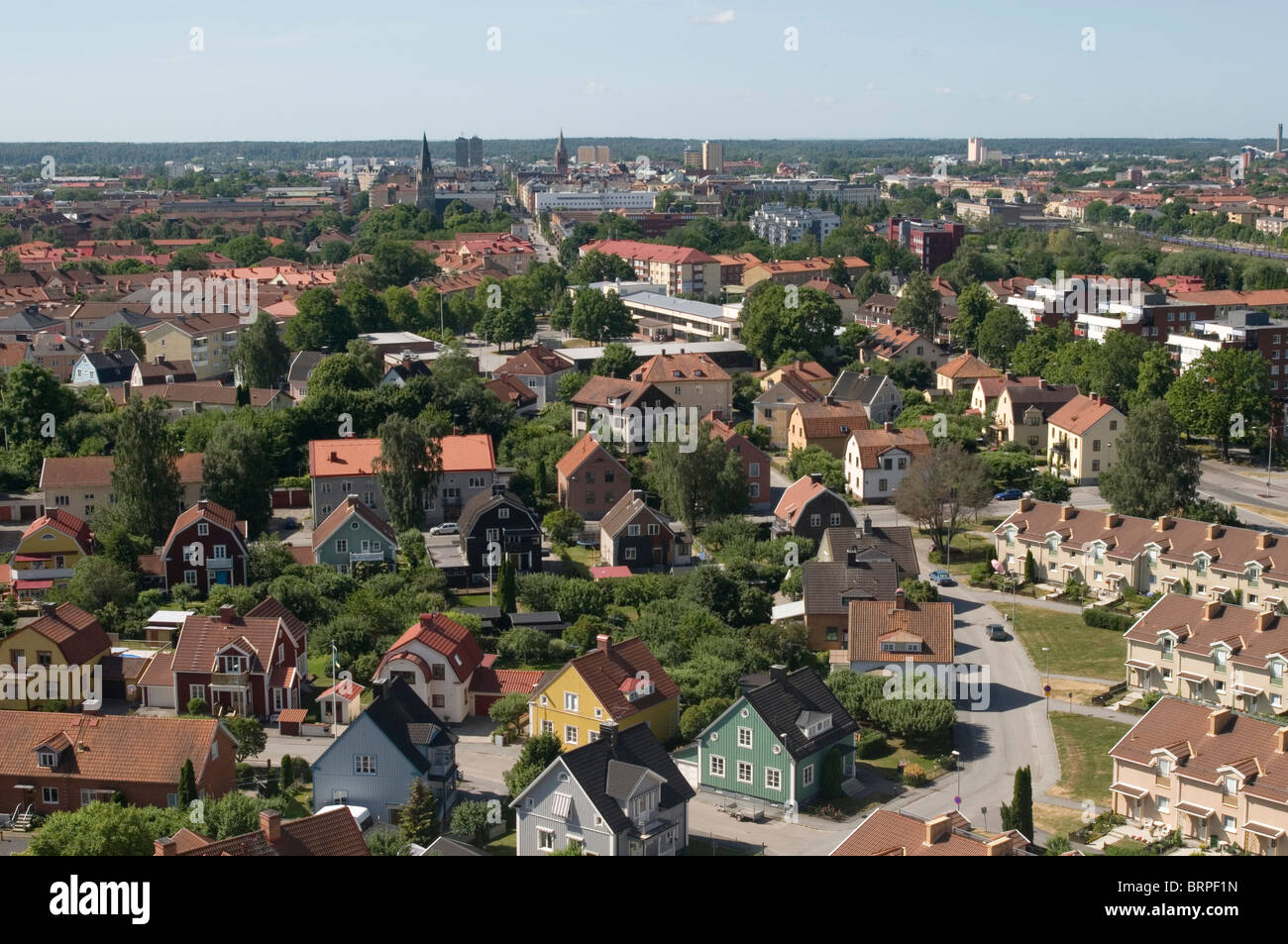 Örebro swedish city town sweden houses community house home homes aerial view county cities communities Stock Photo