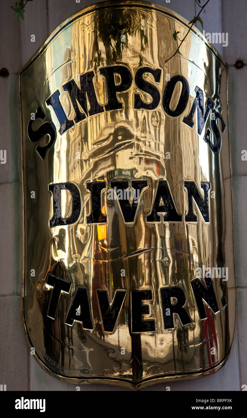 Sign on Simpson's-in-the-Strand restaurant, Strand, London Stock Photo