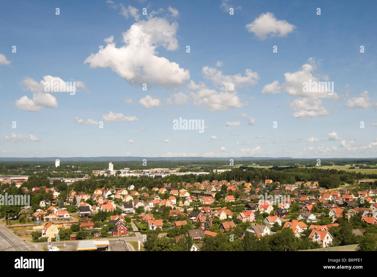 Örebro swedish city town sweden houses community house home homes aerial view county cities commnities Stock Photo