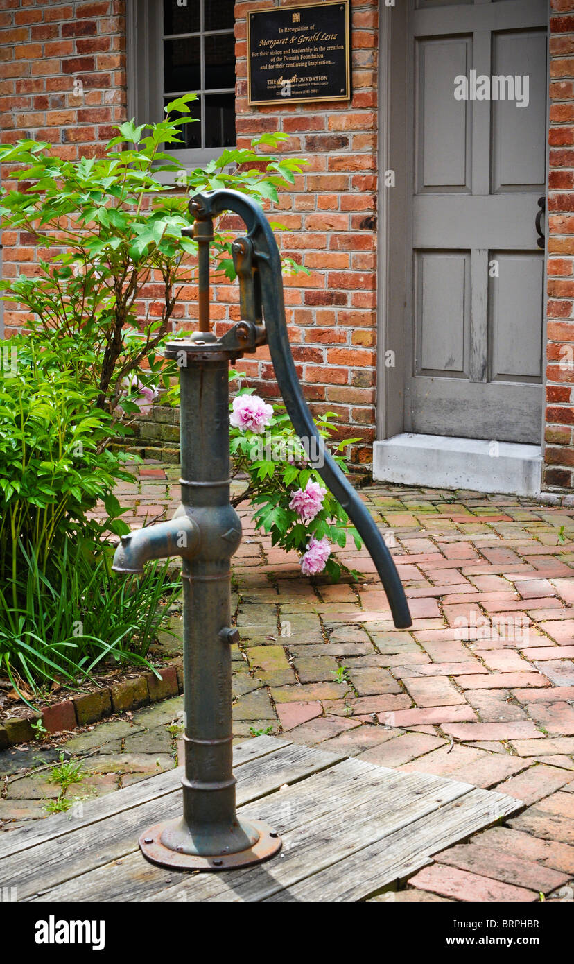 Old fashion outdoor well hand water pump Stock Photo - Alamy