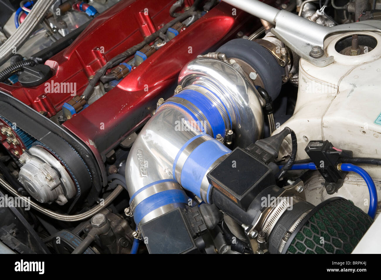Turbocharger Of Red Engine Stock Photo - Download Image Now