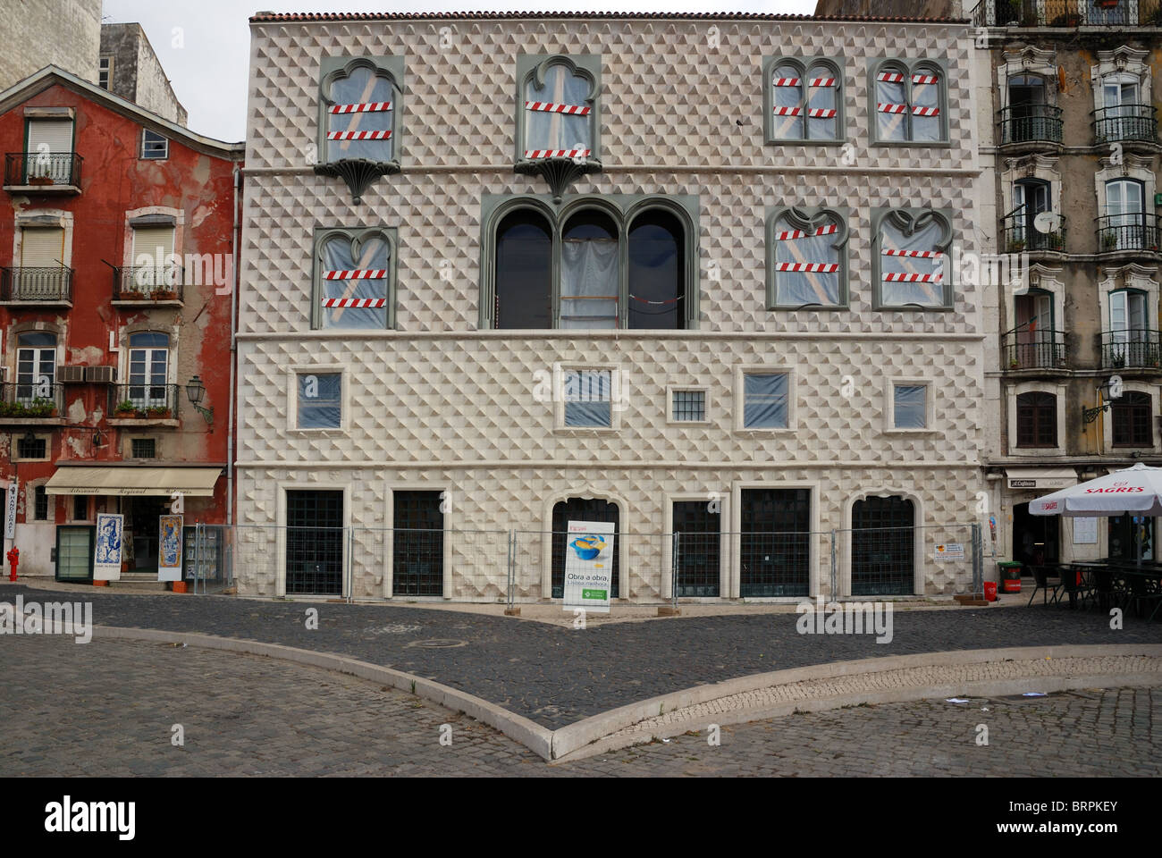 Casa dos Bicos - Rua Afonso de Albuquerque - Lisbon Lisboa Baixa quarter  Portugal old palace detail restoration Stock Photo