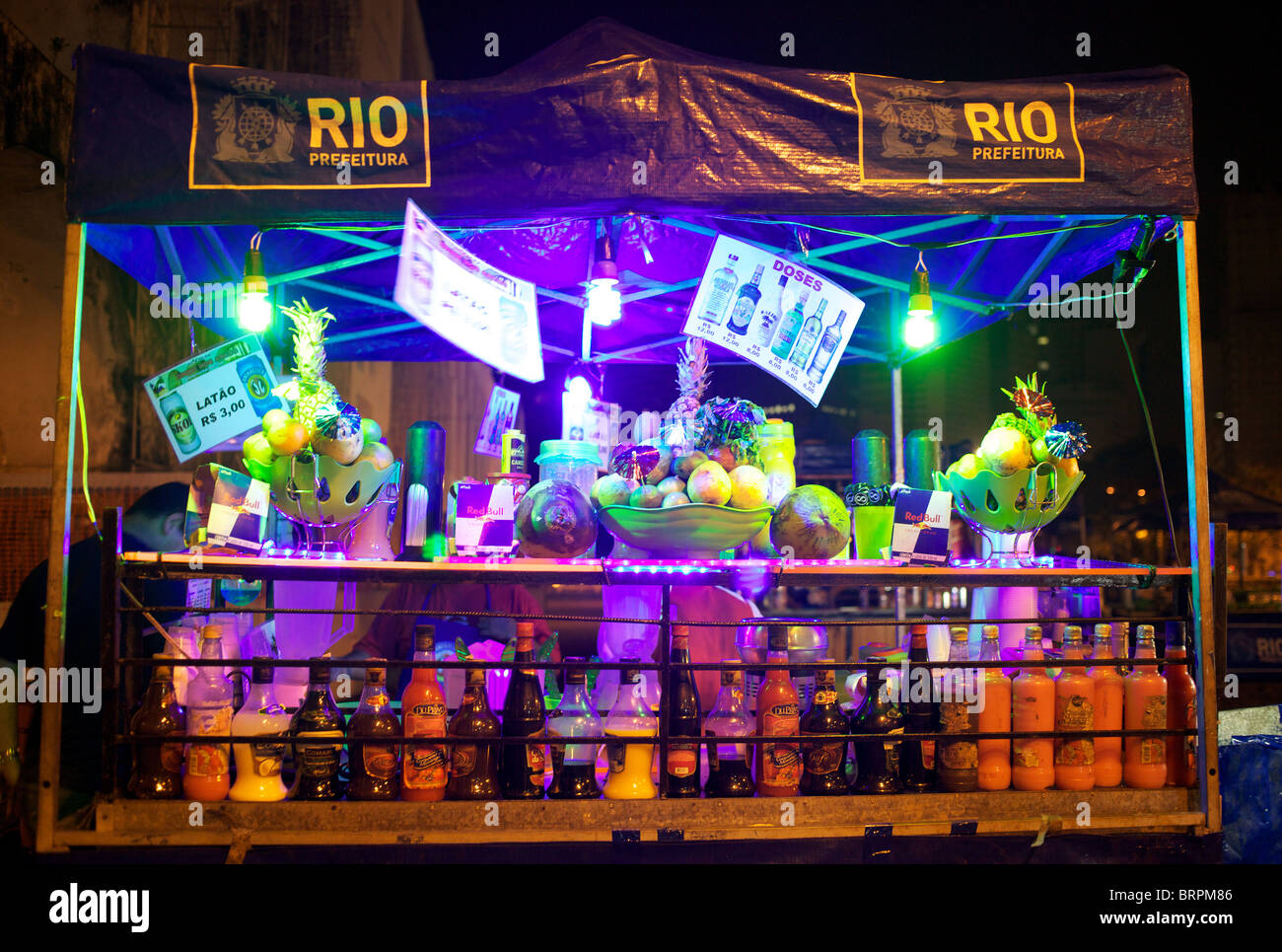 An open air cocktail bar in the Lapa Aquaduct area, Rio de Janeiro, a