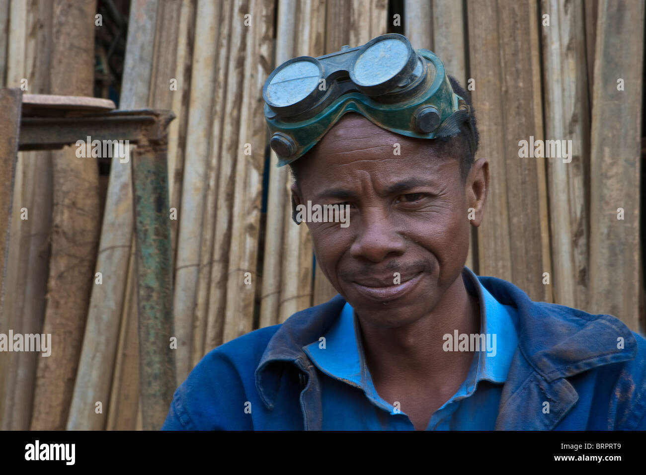 Portrait metal worker, Bealana, Sofia Region, Madagascar Stock Photo