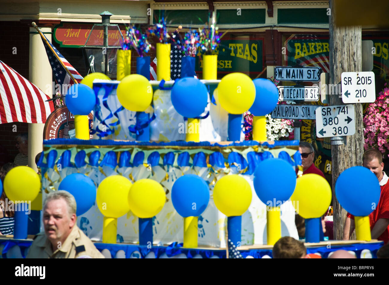 Balloons small town parade Stock Photo Alamy