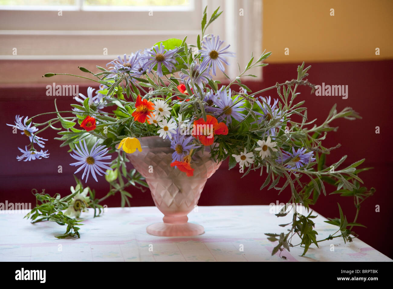 Flowers in vases and an English Garden Stock Photo Alamy