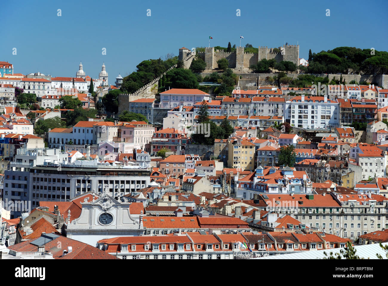 Lisbon - Castelo de São Jorge - St George castle view - Miradouro de São Pedro de Alcântara viewpoint - medieval monument Stock Photo