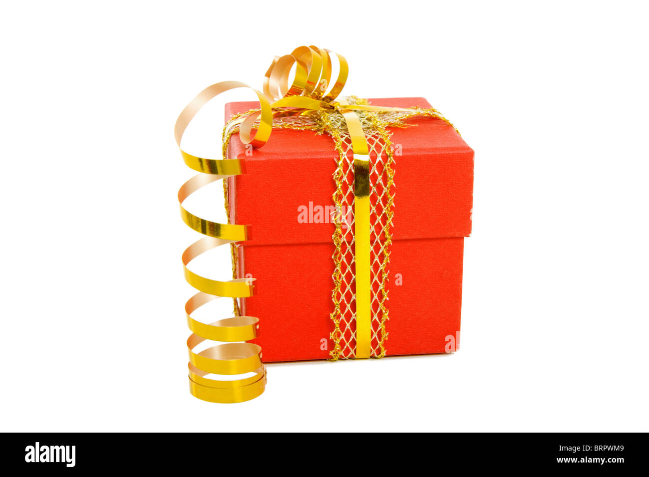 Gift box of red colour on the isolated white background Stock Photo - Alamy