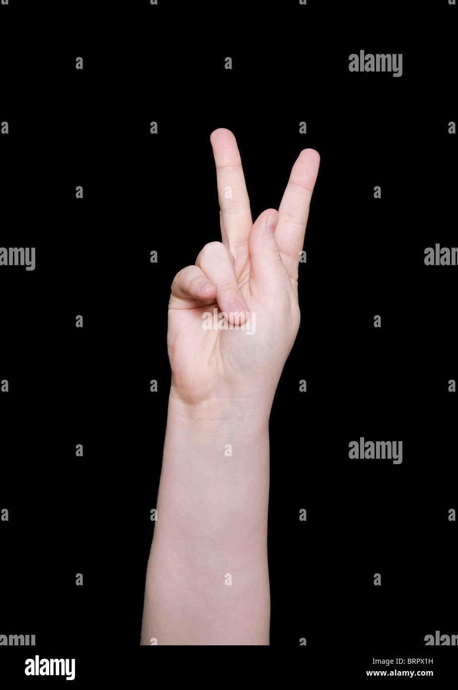 the letter k in sign language on a black background Stock Photo - Alamy
