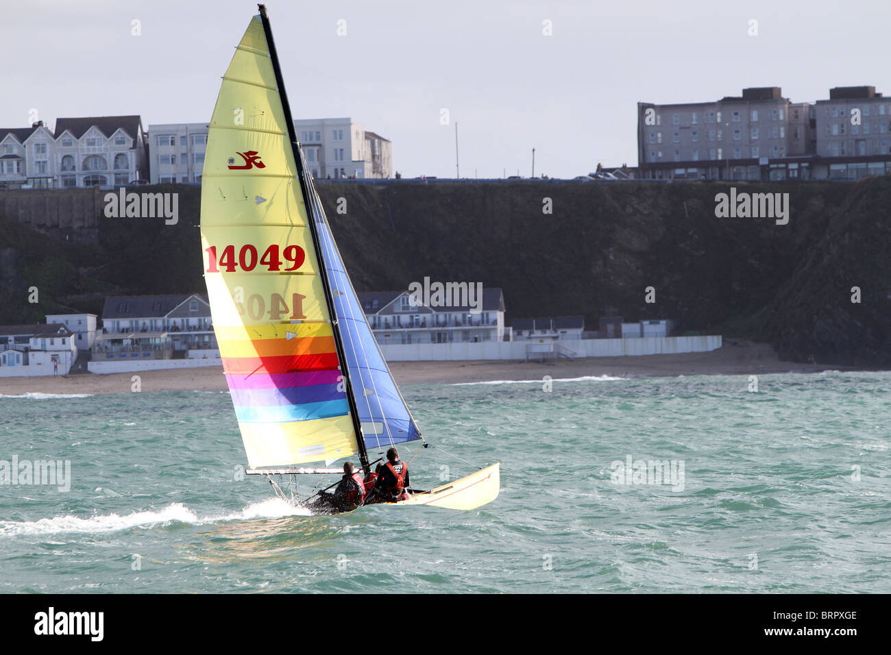 Sailing in a Hobie catamaran Stock Photo Alamy