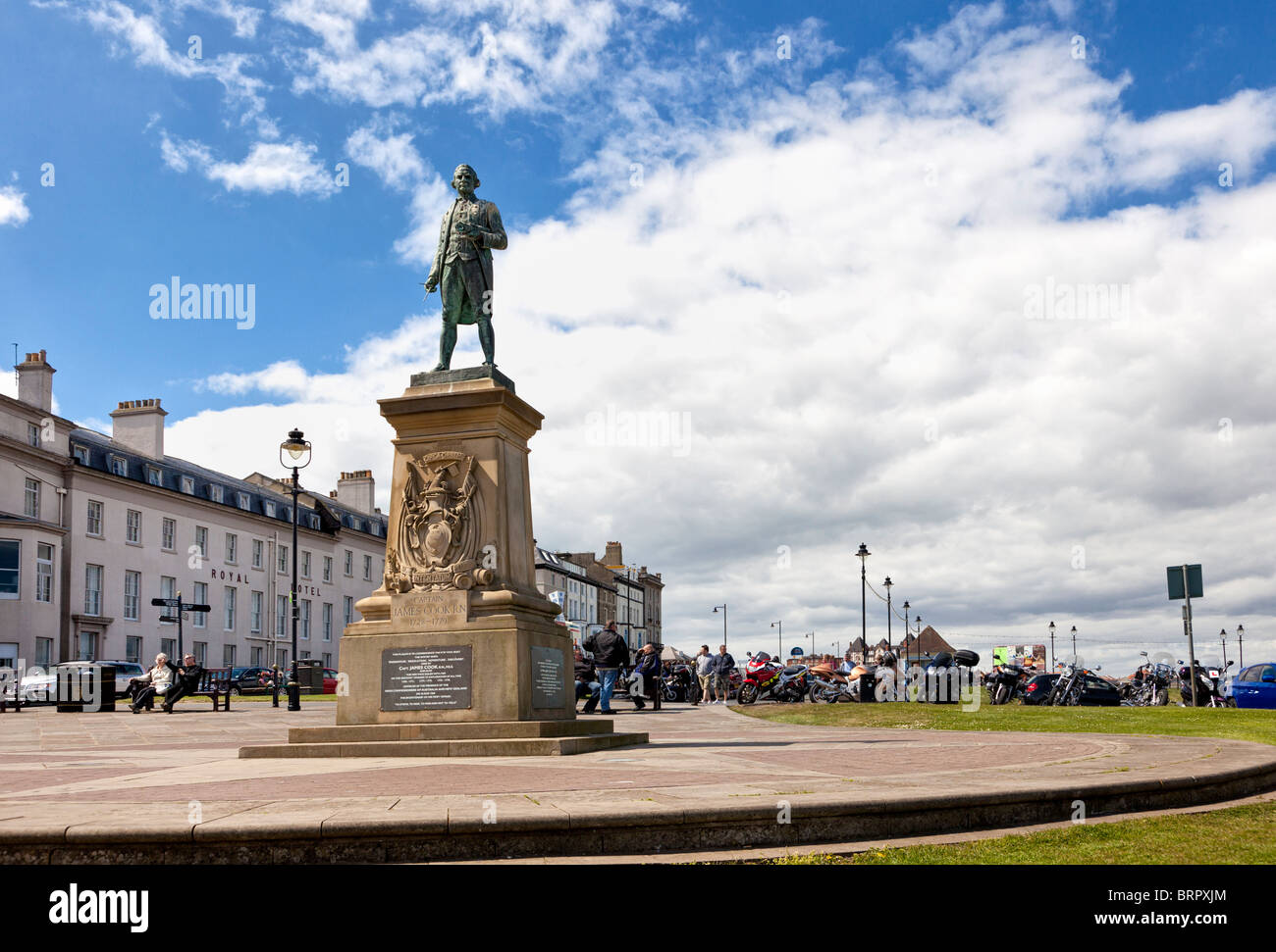 Captain Cook monument at Whitby, North Yorkshire, England, UK Stock Photo
