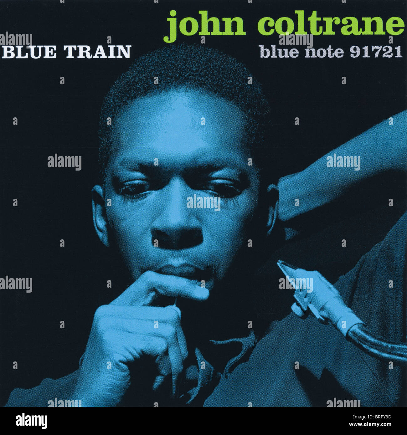 Album cover of Blue Train by jazz saxophonist  John Coltrane released by Blue Note Records recorded in 1957 Stock Photo
