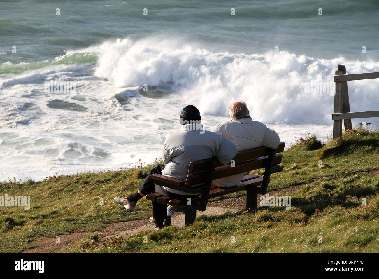 Watching the Cribbar wave Stock Photo Alamy
