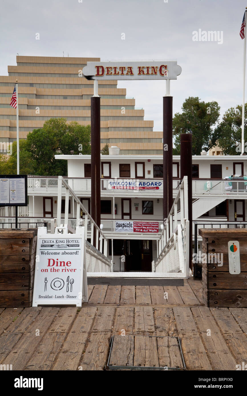 The Delta King paddle wheel boat Hotel and Restaurant at Old Town Sacramento California Stock Photo