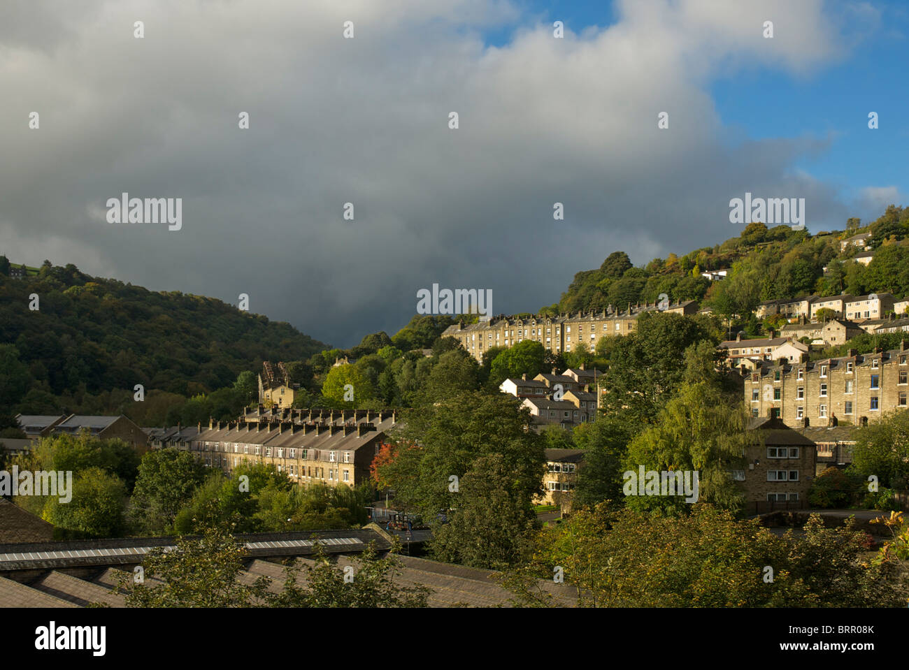 Terraced houses in Hebden Bridge, Calderdale, West Yorkshire, England
