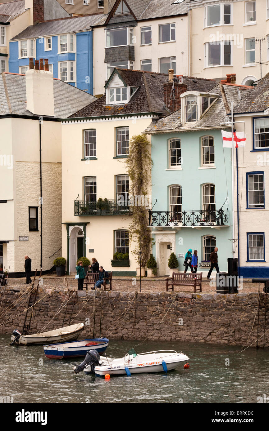 UK, England, Devon, Dartmouth, Bayard’s Cove small boats moored at quayside Stock Photo