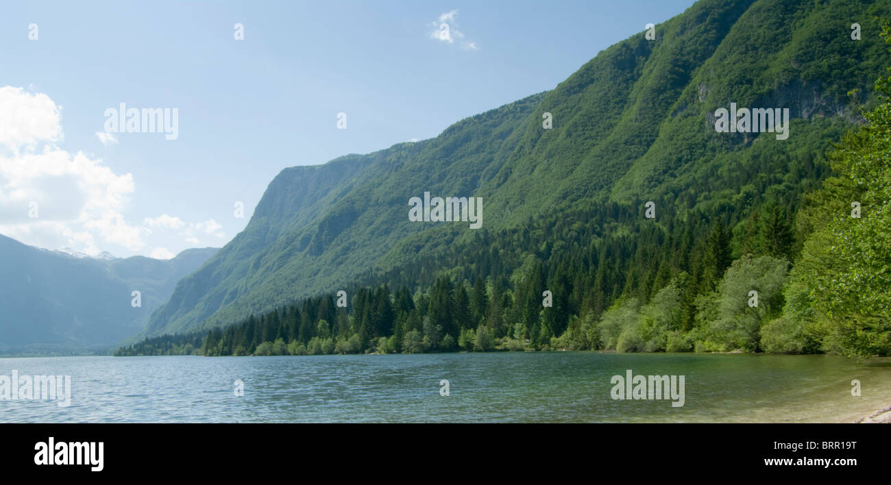 Triglav National Park in Slovenia;Lake Bohinj in Triglav National Park Stock Photo