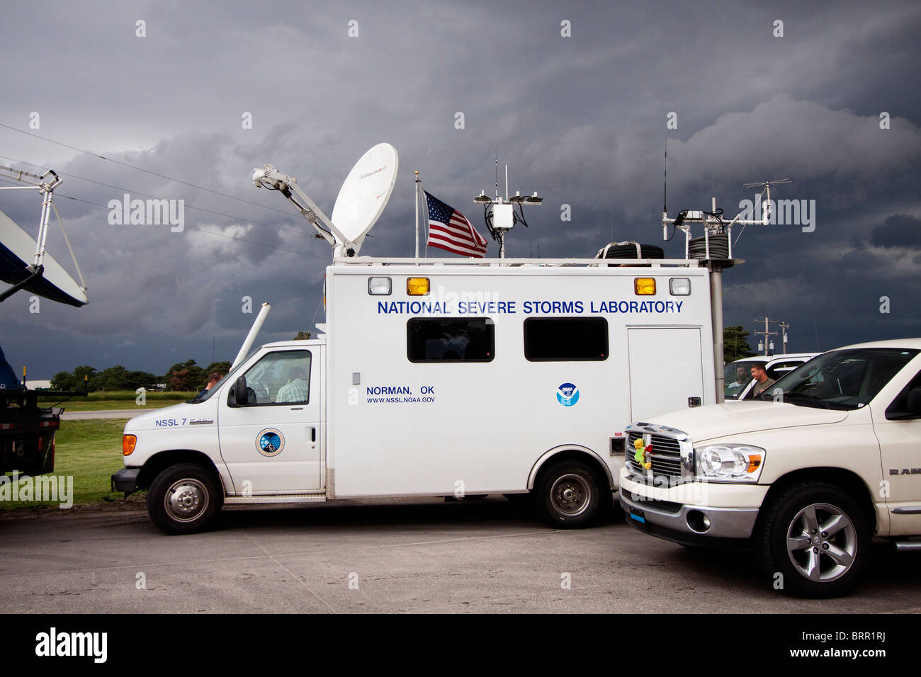 The National Severe Storms Laboratory mobile command truck in rural