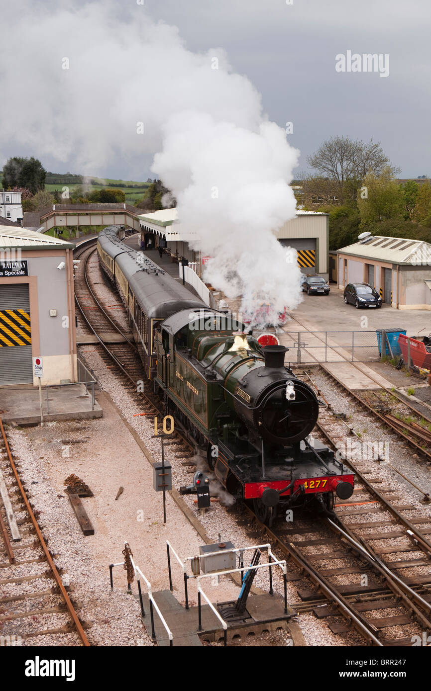 UK, England, Devon, Churston, Paignton and Dartmouth Steam Railway, GWR 4200 Class 4277 2-8-0T locomotive Stock Photo