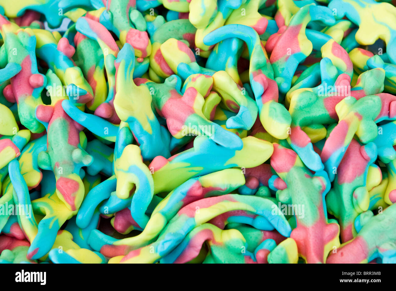 Close-up of multicoloured animal-shaped jelly candies Stock Photo