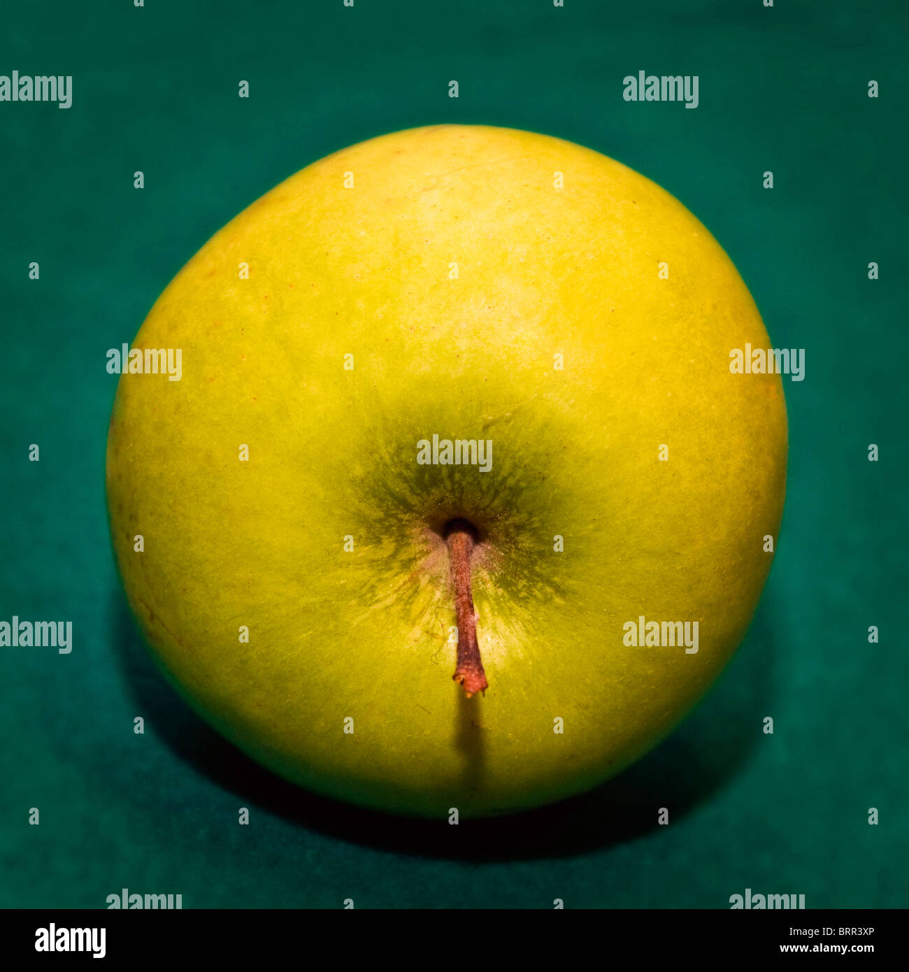 Studio shot of an apple showing the stalk Stock Photo
