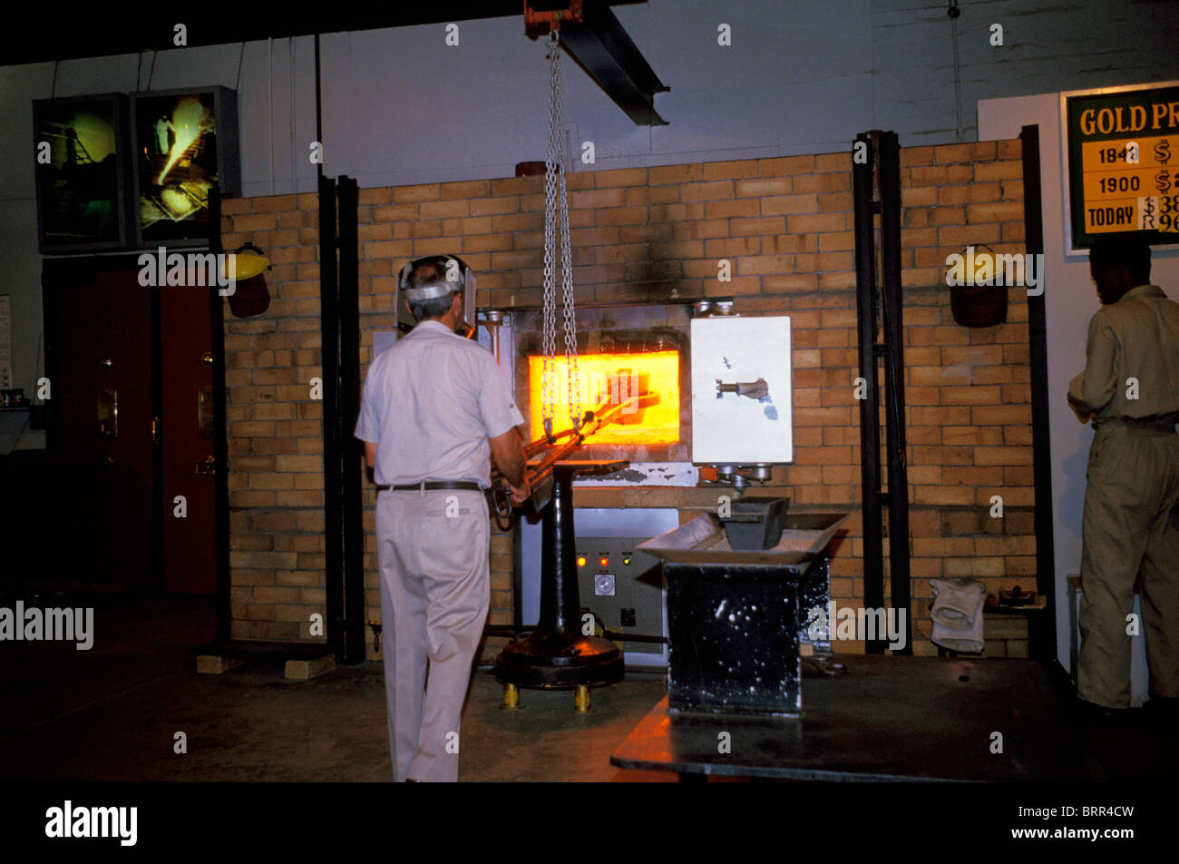 Gold being melted in a furnace Stock Photo Alamy