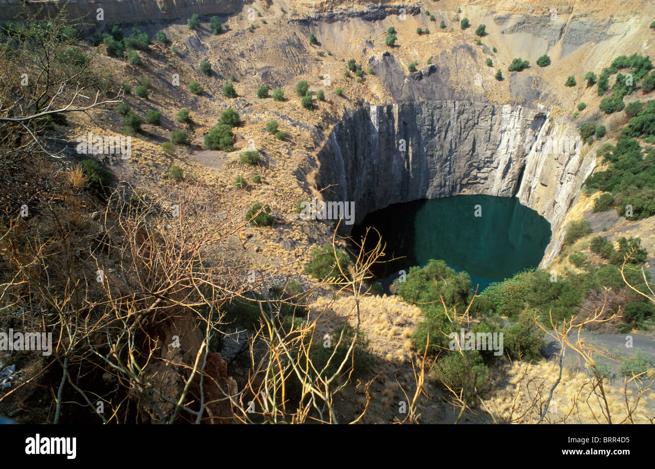 Aerial view of the big hole of Kimberley diamond mine Stock Photo