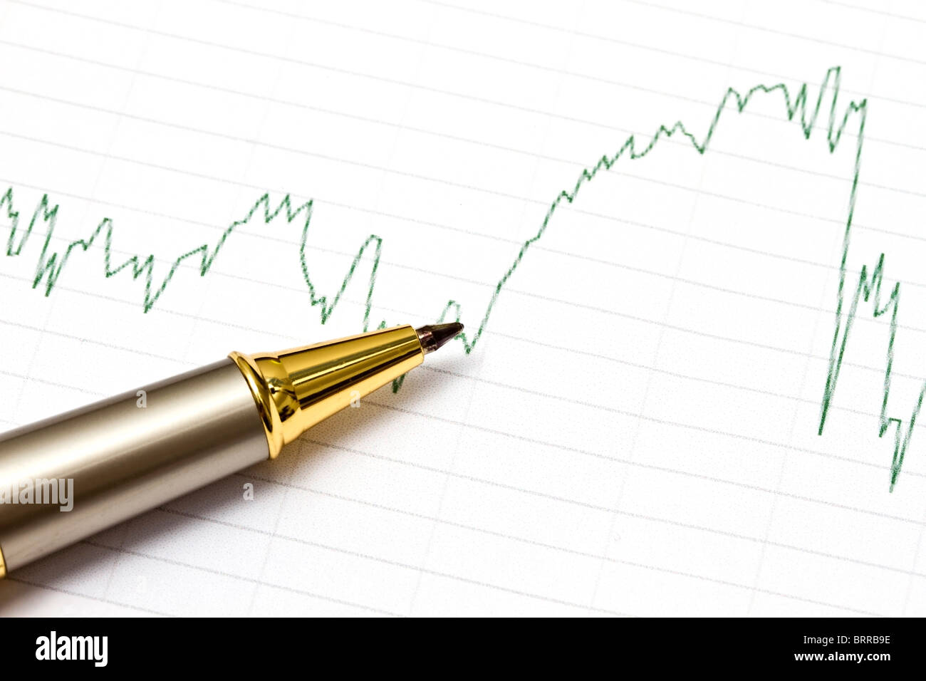 Background of business graph and a pen Stock Photo