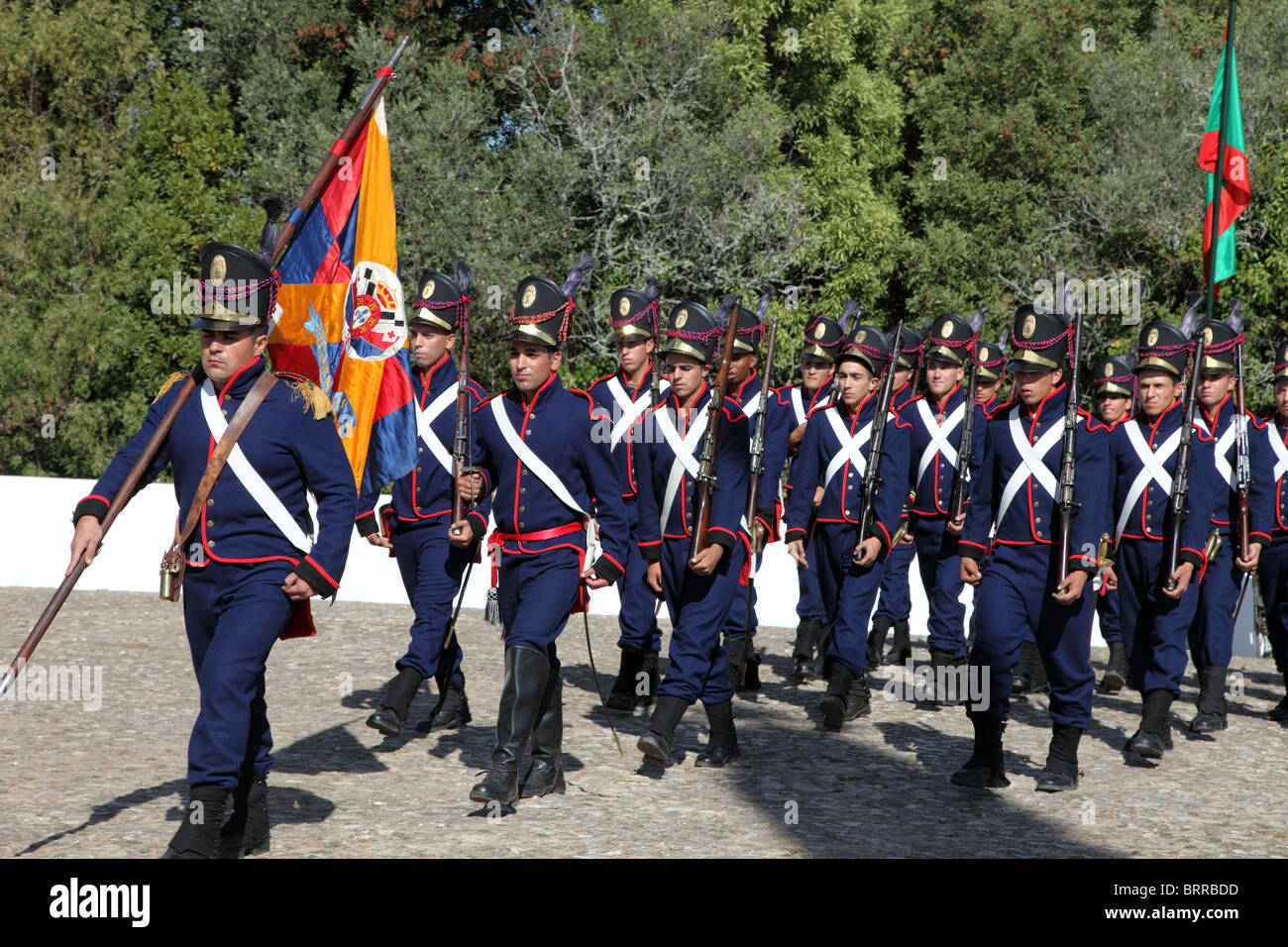 Parade of French Soldiers, Battle of Bucaco 200th anniversary celebrations, Portugal Stock Photo