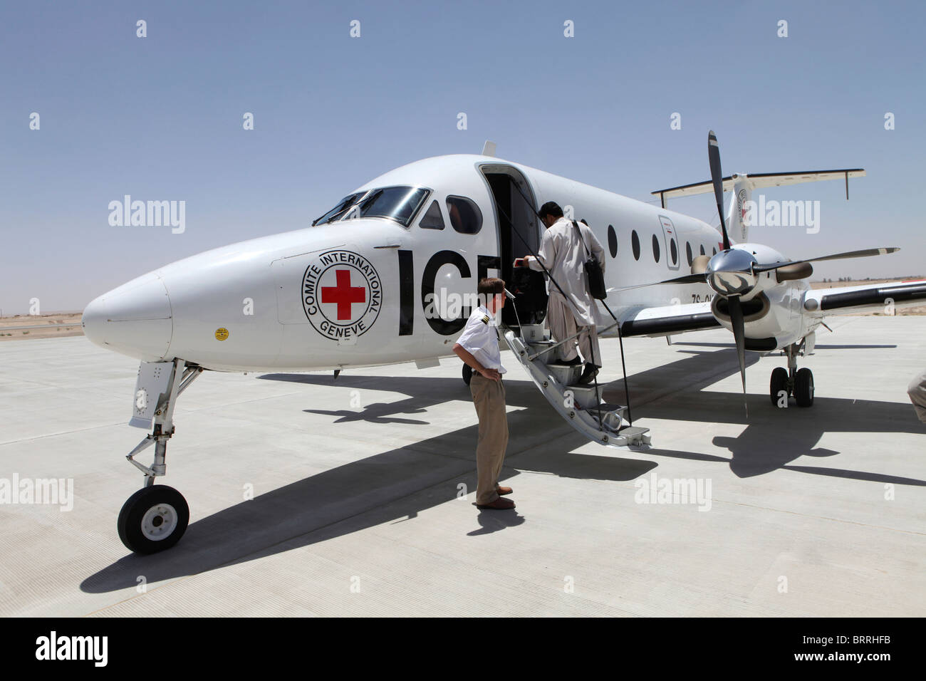 ICRC plane in Afghanistan Stock Photo