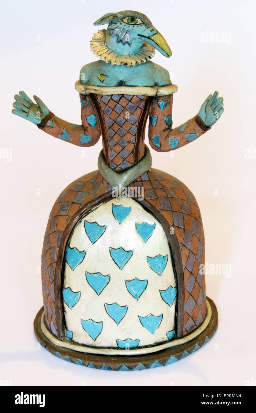 Scent bottle in form of a ceramic bird-headed figure, by Eleanor Bartleman. Stock Photo