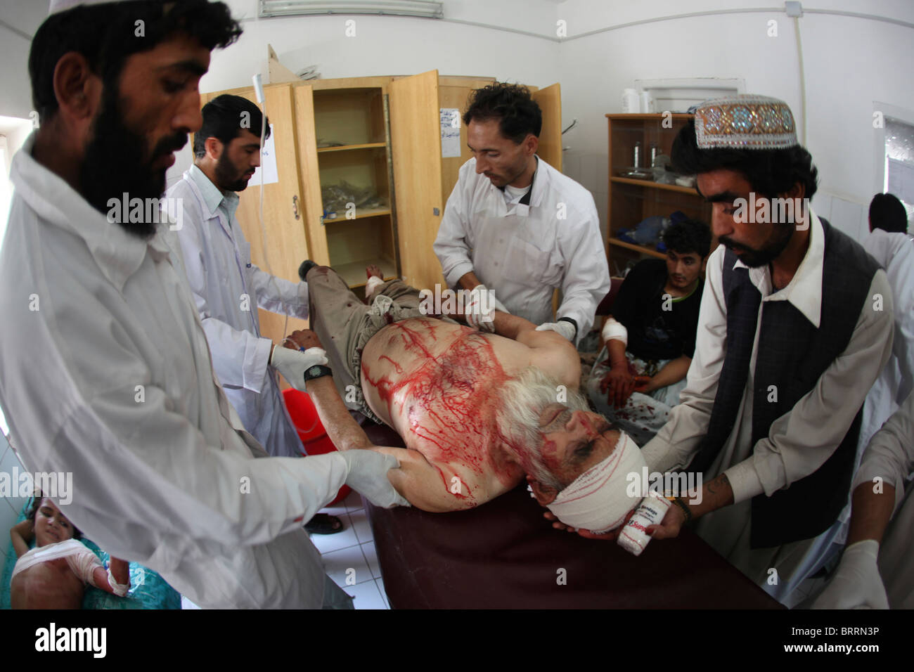 victims of a IED attack in Afghanistan Stock Photo