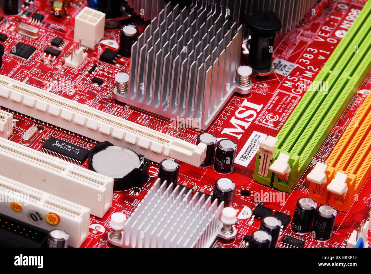 Close-up of a computer motherboard Stock Photo