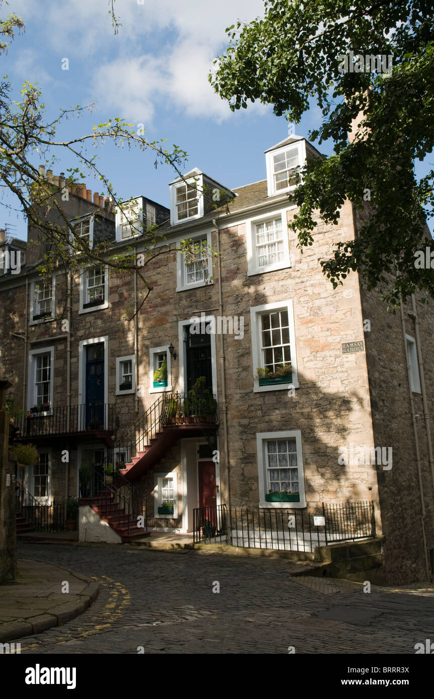 Traditional private apartment buildings in Ramsay Garden, Edinburgh Old