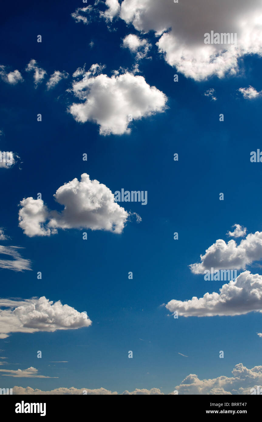 multiple clouds in blue New Mexico sky Stock Photo