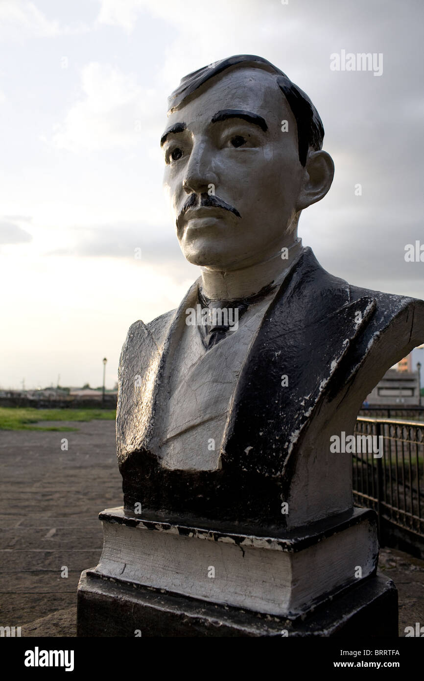 A bust sculpture of Dr. Jose Rizal at Fort Santiago inside the Intramuros area of Manila, Philippines. Stock Photo