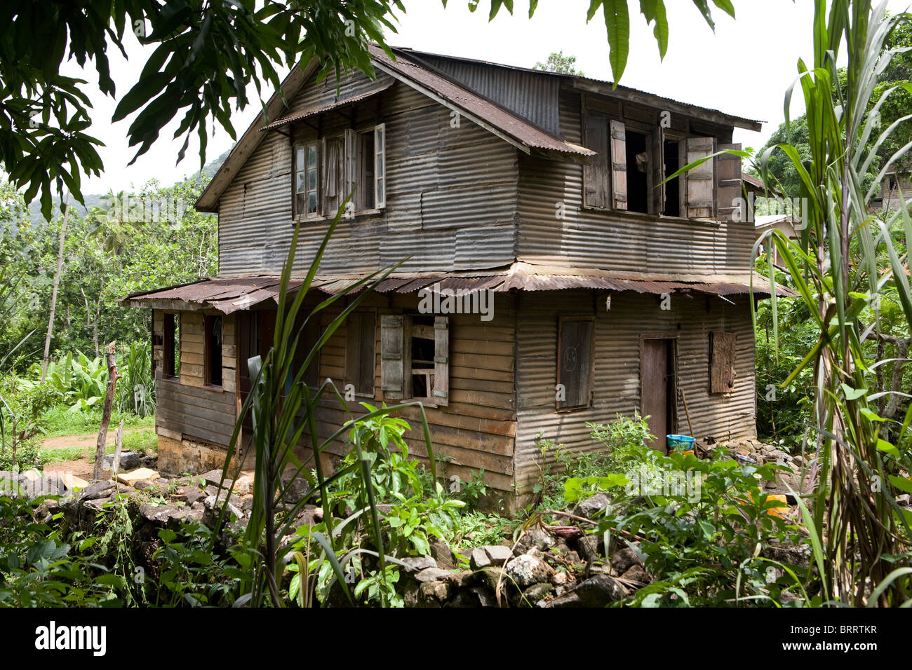 old wooden colonial house Sierra Leone West Africa Stock Photo Alamy