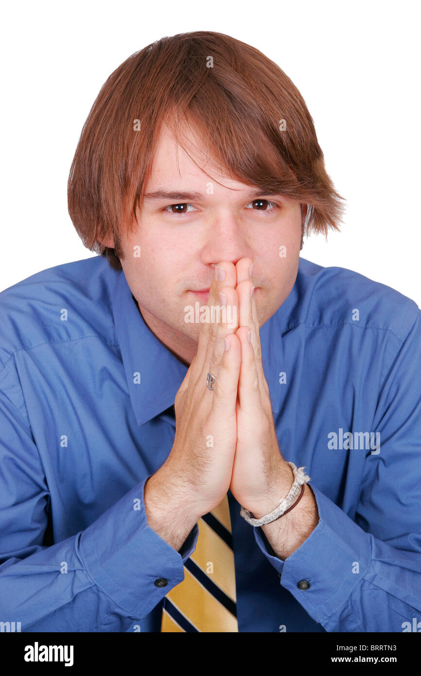 Man in a blue shirt hi-res stock photography and images - Alamy