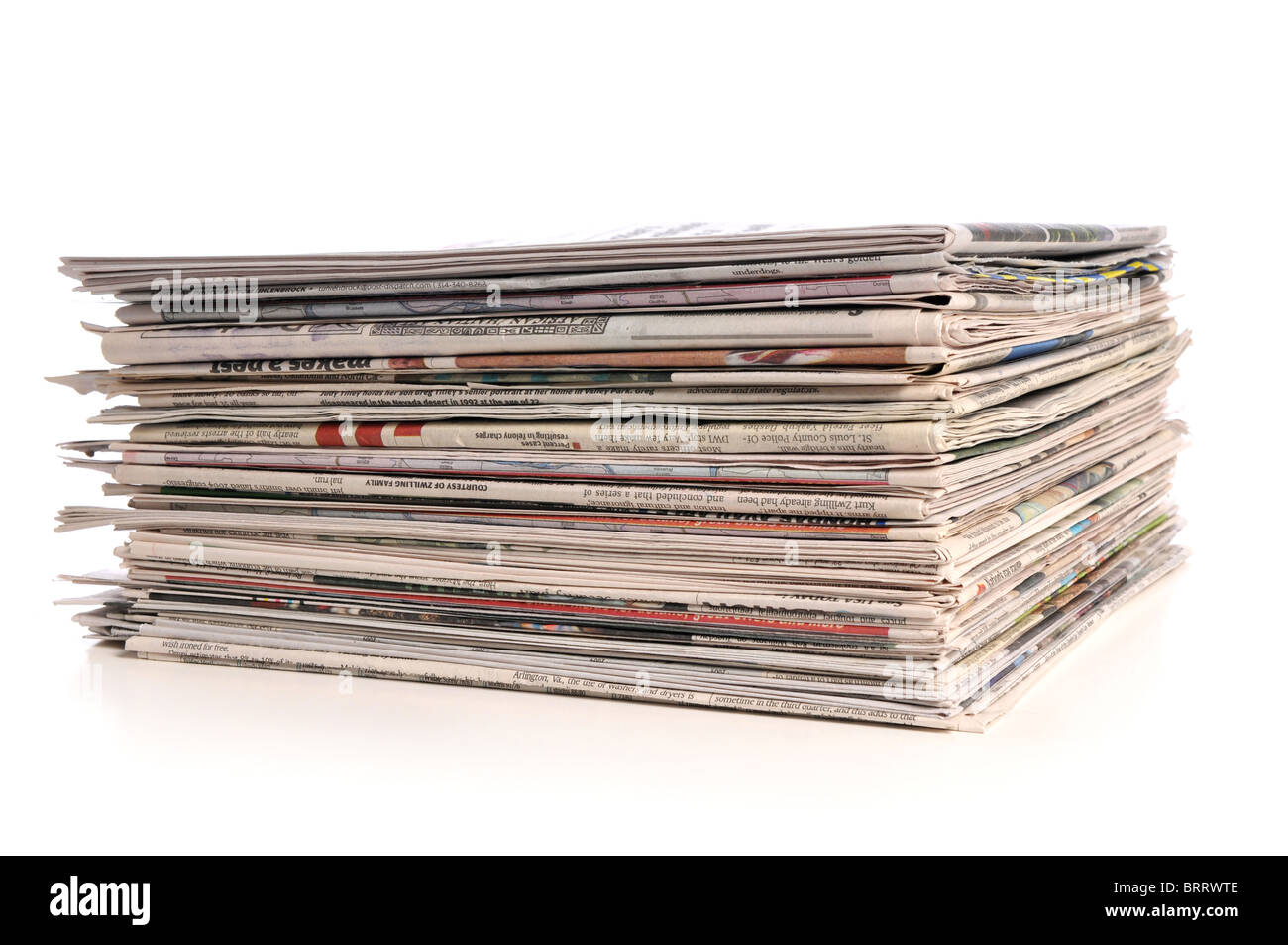 Pile of Newspapers isolated on a white background Stock Photo